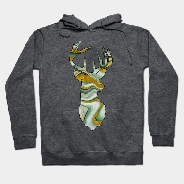 Green Geode gemstone deer - Wiccan Hoodie by LukjanovArt